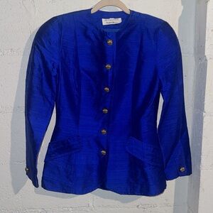VICTOR COSTA NEIMAN MARCUS  BLUE SILK LADIES PRISTINE jacket  Size 8